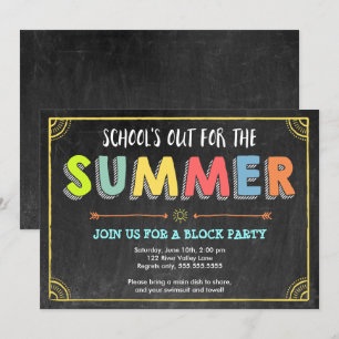 Blokpartij Uitnodiging-School voor zomervakantie Kaart