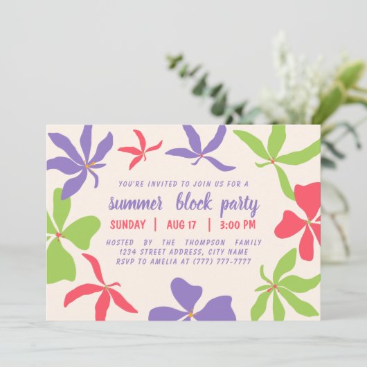  Blokpartij |Uitnodiging zomerpartij Kaart (Staand voorkant)