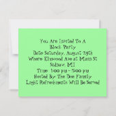 Blokpartijstraten avenue Grid Patroonuitnodiging Kaart (Achterkant)