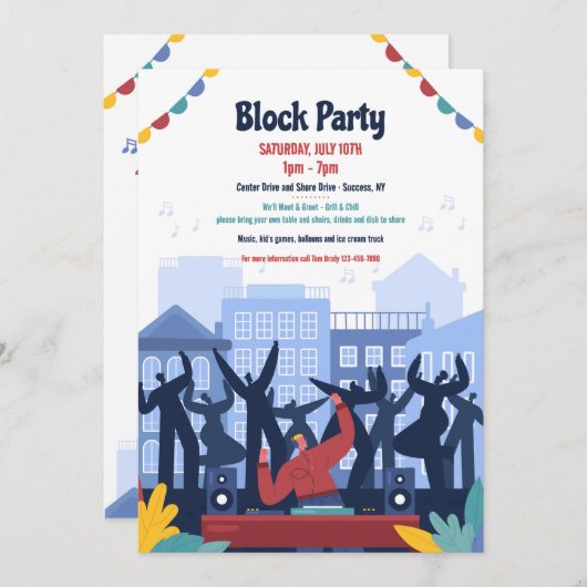 Blokpartijuitnodiging Kaart (Voorkant / Achterkant)