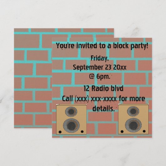 Blokpartijuitnodiging Kaart (Voorkant / Achterkant)