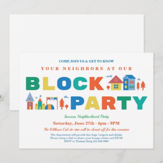 Blokpartijuitnodiging Kaart (Voorkant / Achterkant)