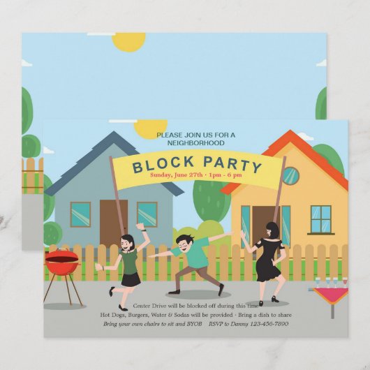 Blokpartijuitnodiging Kaart (Voorkant / Achterkant)