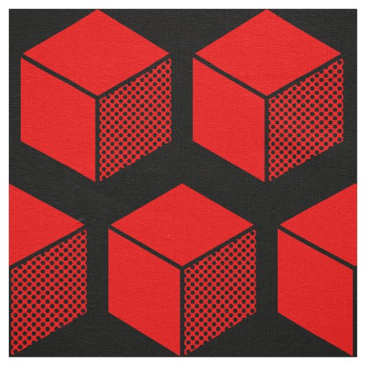 Blokpatroon 02 - Rood op Zwart Stof (Swatch)