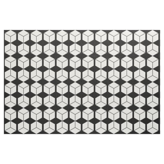 Blokpatroon - wit op zwart stof (Yard (91,4 cm))