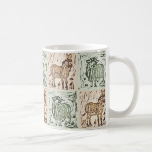 Blokprint Schaap Ezel Dekbed - Groen Bruin Koffiemok