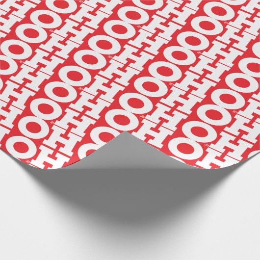 Blokscript "HOHOHO" (Rood) - inpakpapier (Hoek)