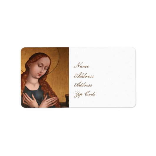 BLOKTE VIRGIN MARY PRAY VOOR ONS ETIKET (Voorkant)
