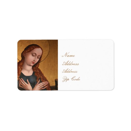 BLOKTE VIRGIN MARY PRAY VOOR ONS ETIKET (Voorkant)