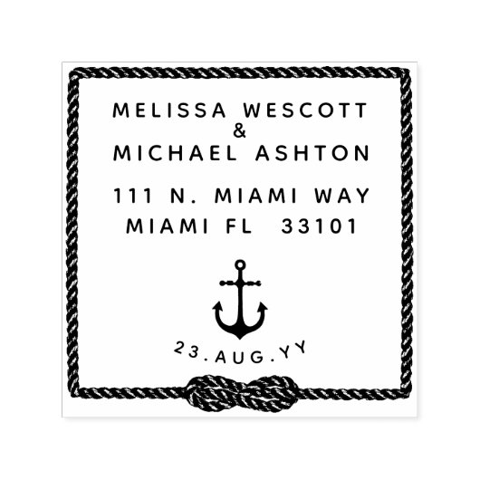 Bloktypografie Nautical Infinity Knot Anchor Zelfinktende Stempel (Design)