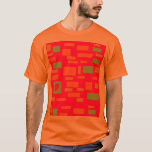 Blokvormen als groen en sinaasappel t-shirt