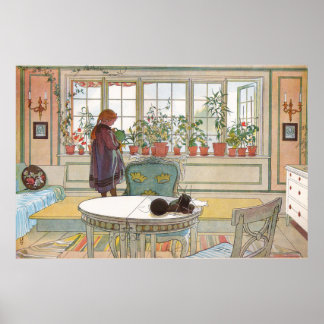 Blomsterfse ö nstret door Carl Larsson Poster
