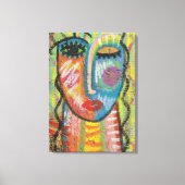 Blond Abstract Acrylportret op OSB Canvas Afdruk (Voorkant)