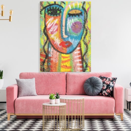 Blond Abstract Acrylportret op OSB Canvas Afdruk (Insitu (Woonkamer))