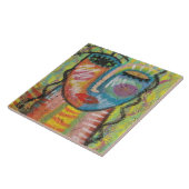 Blond Abstract Acrylportret op OSB Tegeltje (Zijkant)