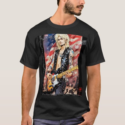 Blond Amerikaans Rocker Design T-shirt (Voorkant)