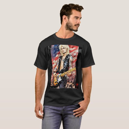 Blond Amerikaans Rocker Design T-shirt (Voorkant volledig)