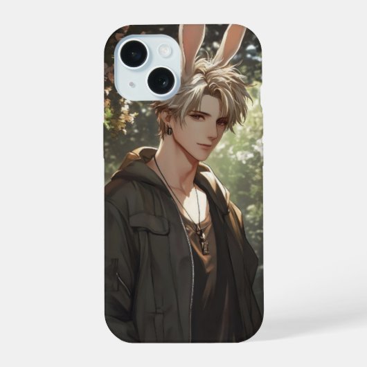 Blond Anime Konijn Jongen iPhone 15 Case (Achterkant)