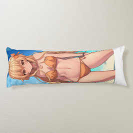 blond anime strand meisje in een badpak lichaamskussen
