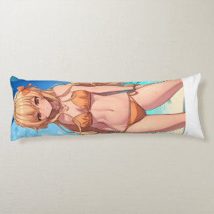 blond anime strand meisje in een badpak lichaamskussen
