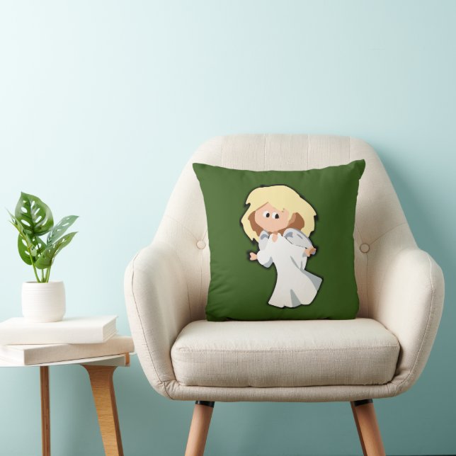 Blond Baby Angel Schattige Kerst Cartoon Kussen (Stoel)