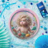 Blond Baby Zeemeermin Bubble Papieren Bordje (Feest)