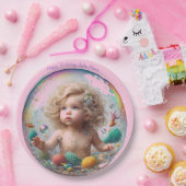 Blond Baby Zeemeermin Bubble Papieren Bordje (Feest)
