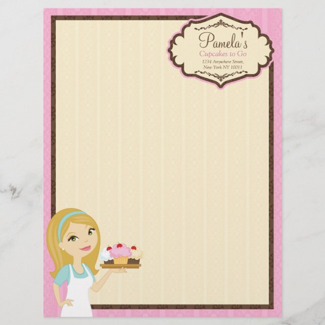Blond Baker Cupcake D12 Letterhead 3 Briefhoofd Ontwerp (Voorkant)
