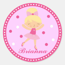 Blond Ballerina Meisje Sticker (roze)