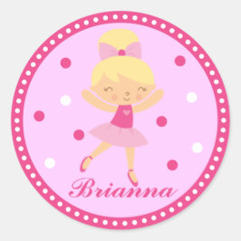 Blond Ballerina Meisje Sticker (roze)
