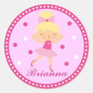 Blond Ballerina Meisje Sticker (roze)