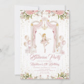 Blond Ballerina verjaardag Center podium Kaart (Voorkant)