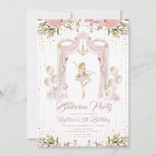 Blond Ballerina verjaardag Center podium Kaart (Voorkant)