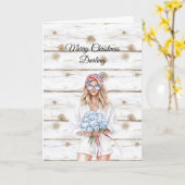 Blond Blauwe Bloemen Kerst Kaart (Gele Bloem)