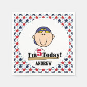 Blond Boy Baseball 5th Birthday Paper Napkins Servetten (Voorkant)