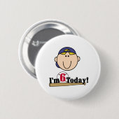 Blond Boy Baseball 6th Birthday Ronde Button 5,7 Cm (Voorkant /achterkant)