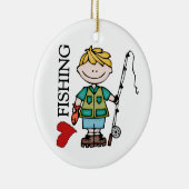 Blond Boy I Love Vist Keramisch Ornament (Rechts)