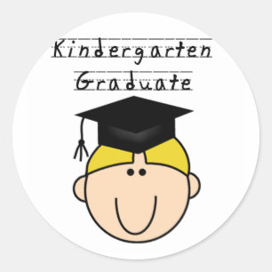Blond Boy Kindergarten Afstuderen T-shirts Ronde Sticker