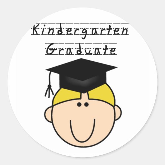 Blond Boy Kindergarten Afstuderen T-shirts Ronde Sticker (Voorkant)
