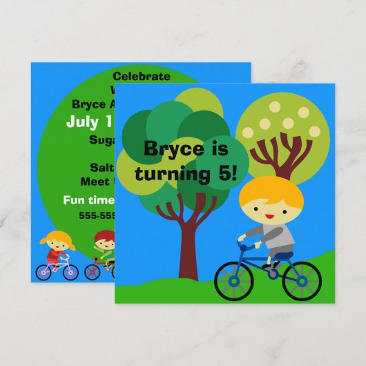 Blond Boy op uitnodiging van Bicycle Birthday (Voorkant / Achterkant)