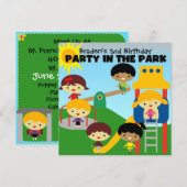 Blond Boy Party in Park Invite Kaart (Voorkant / Achterkant)