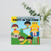 Blond Boy Party in Park Invite Kaart (Staand voorkant)