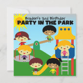 Blond Boy Party in Park Invite Kaart (Voorkant)