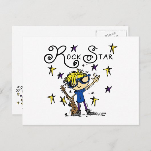 Blond Boy Rock Star Briefkaart (Voorkant / Achterkant)