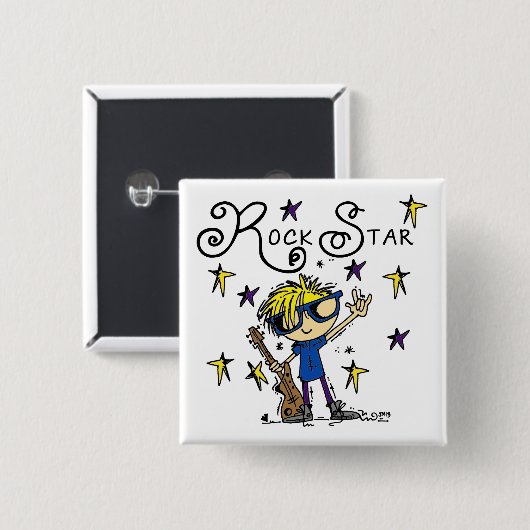Blond Boy Rock Star Vierkante Button 5,1 Cm (Voorkant /achterkant)