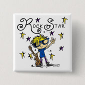 Blond Boy Rock Star Vierkante Button 5,1 Cm (Voorkant)