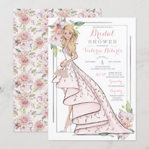 Blond Bruid Bloemen Vrijgezellenfeest Kaart