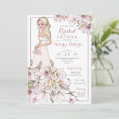 Blond Bruid Bloemen Vrijgezellenfeest Kaart (Staand voorkant)