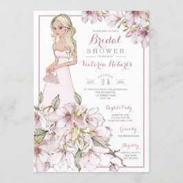 Blond Bruid Bloemen Vrijgezellenfeest Kaart