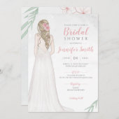 Blond Bruid in Jurk Bruids Douche Uitnodiging (Voorkant / Achterkant)